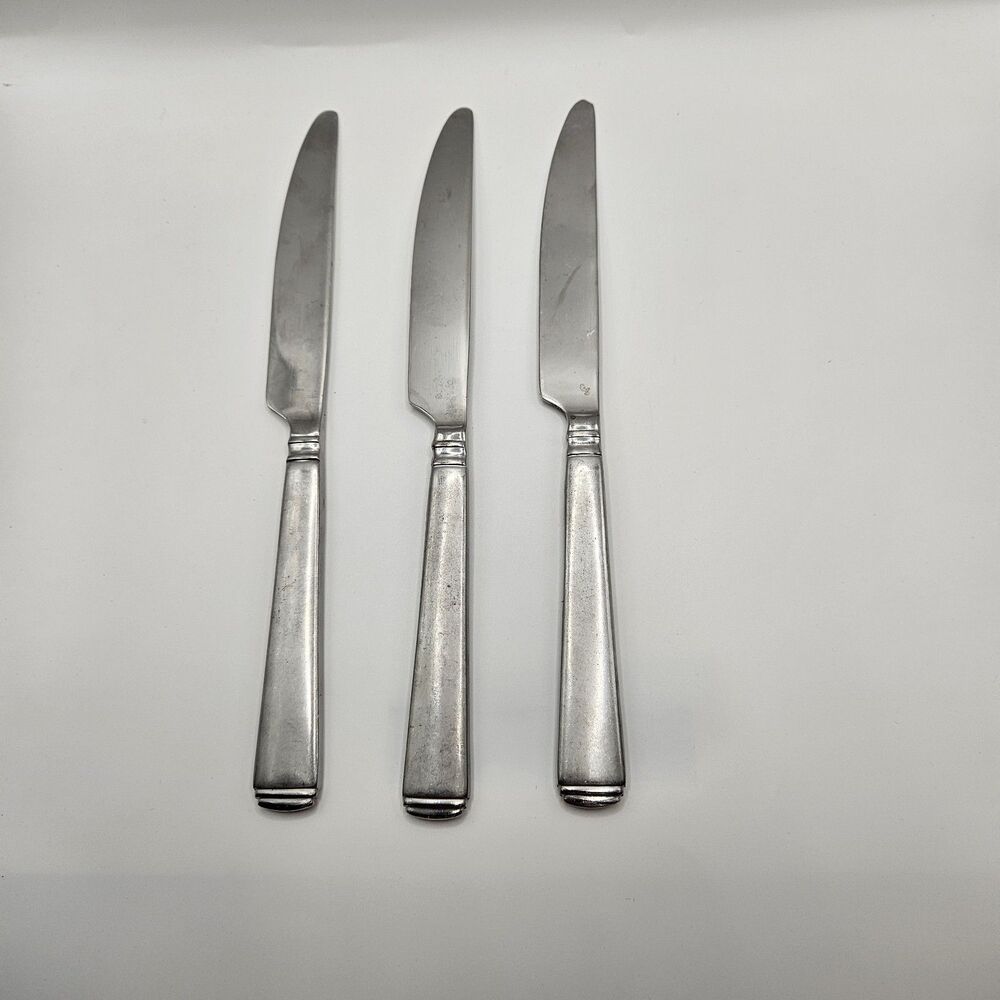 3 Vintage Style Stainless Steel Dinner Knives Silverware Flatware Replacement...